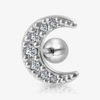 Piercing Barbell Lua com Cristal e Zircônia Feminino