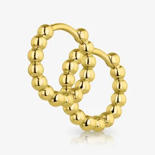 Brinco Dourado Argola Bolinhas com Design Corrugado Elegante