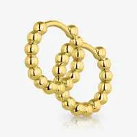 Brinco Dourado Argola Bolinhas com Design Corrugado Elegante