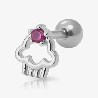 Piercing Barbell Nuvem com Zircônias em aço cirúrgico 316L, modelo delicado para cartilagem.