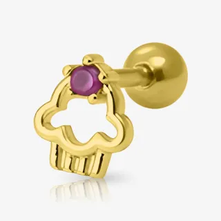 Piercing Barbell Dourado Nuvem com zircônias para cartilagem