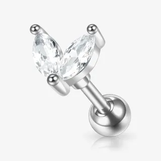 Piercing Barbell Pétalas de Zircônia em formato de flor delicada