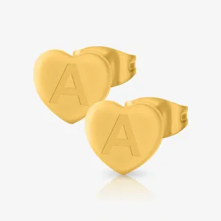 Brinco Coração com Inicial personalizado em aço cirúrgico, vendido no par