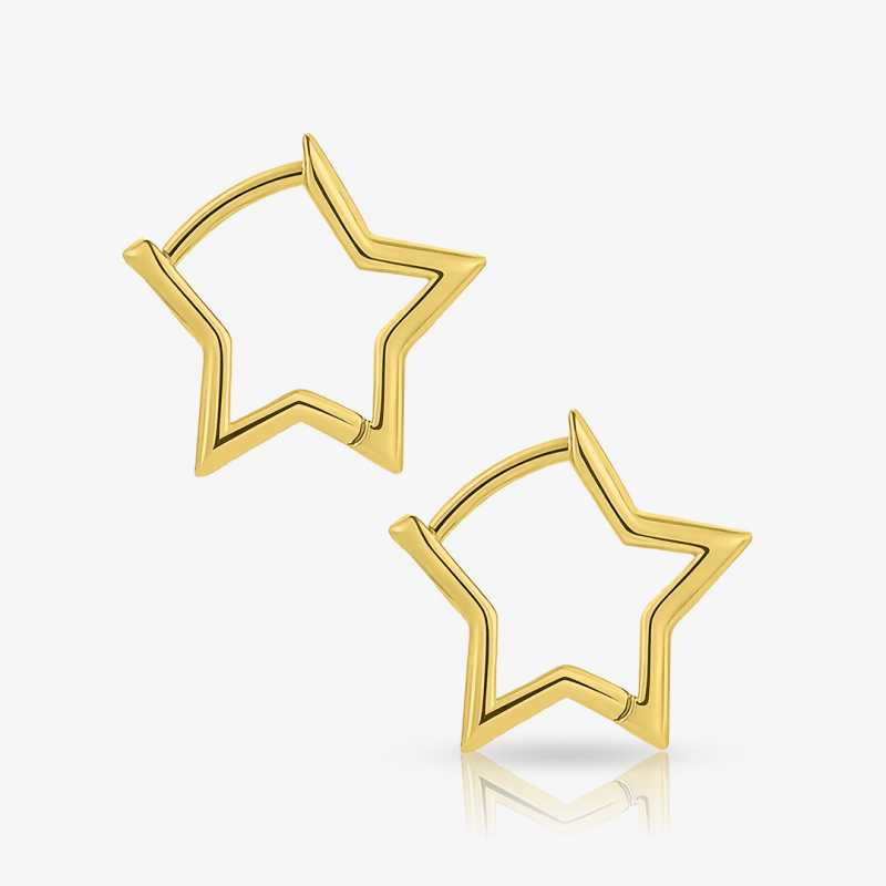 Brinco Estrela Vazada Dourada com design delicado e acabamento brilhante