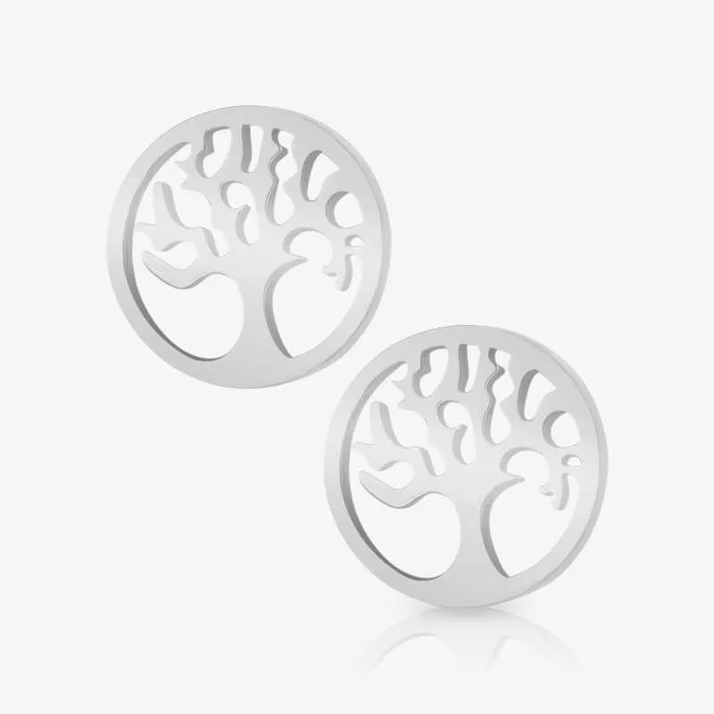 Brinco Árvore da Vida prateado com design simbólico e feminino