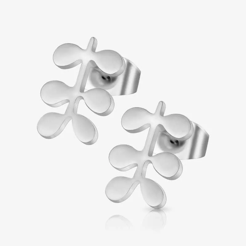 Brinco Ramo de Folhas prateado com design inspirado na natureza