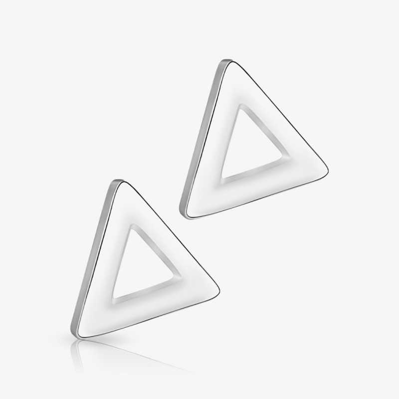 Brinco de Prata Triângulo com Design Vazado Minimalista