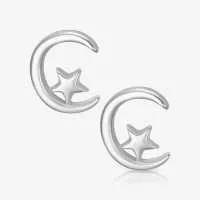 Brinco de Prata Lua com Estrela delicado e elegante – Par