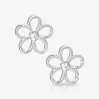 Brinco de Prata Flor com Design Vazado Delicado e Elegante