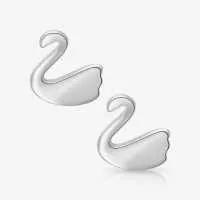 Brinco de Prata Cisne com Design Elegante e Detalhado