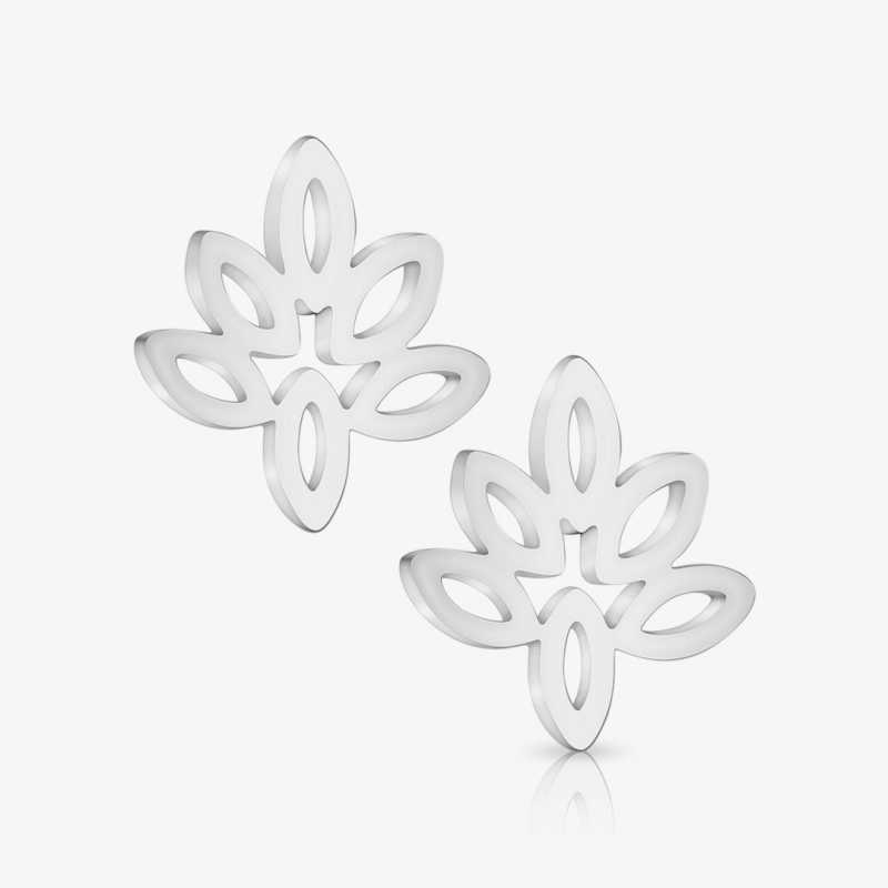 Brinco Leaf Par em formato de folha prateada, delicado e elegante