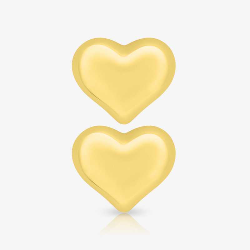 Brinco Dourado Heart Par com formato de coração delicado e acabamento brilhante
