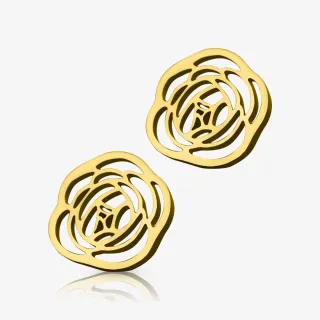 Brinco rosa dourada par com acabamento delicado e toque feminino