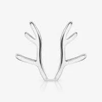 Brinco Chifre de Cervo em Prata com Design Minimalista