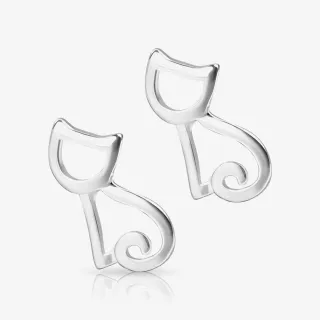 Brinco de prata gatinho delicado com acabamento detalhado