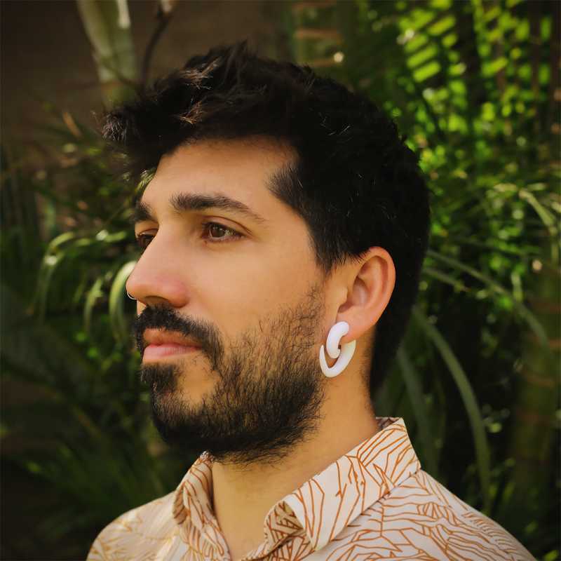 Espiral Expansor de Acrílico em formato caracol branco