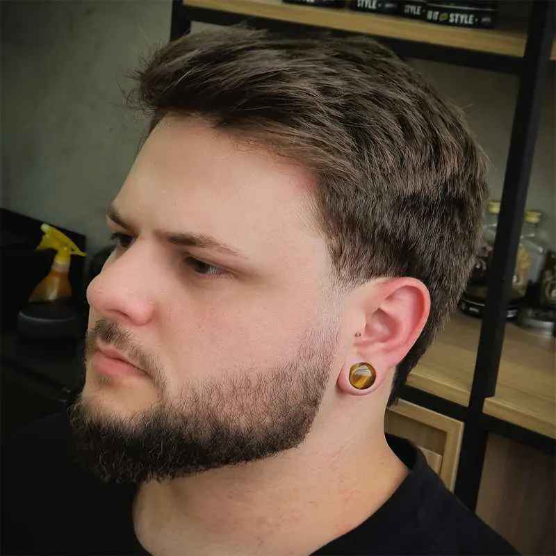 Plug de Pedra Olho com acabamento natural e sofisticado