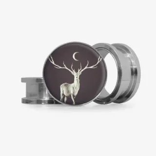 Plug Cervo Místico Base com estampa élfica em fundo mágico