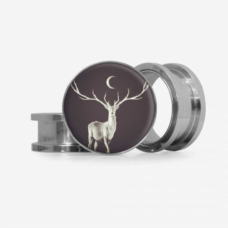 Plug Cervo Místico Base com estampa élfica em fundo mágico