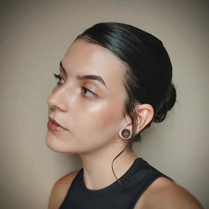 Plug de Acrílico Preto - Redondo com Coração é na ALARGS