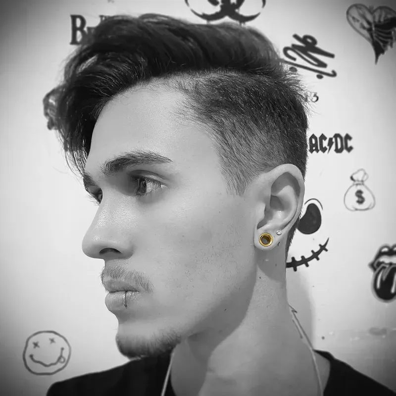 Alargador de Orelha Aço Dourado - Flangeado c/ Rosca Interna