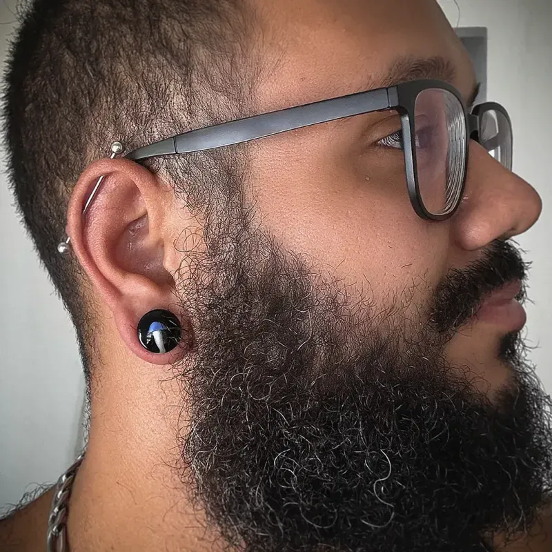 Piercing Transversal Bolinha em Aço Cirúrgico | ALARGS