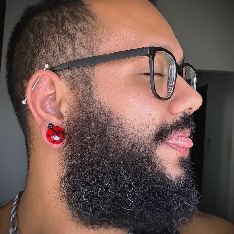 Alargador Plug Vidro Joaninha com Estampa Artística Única