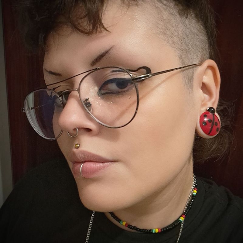 Alargador Plug Vidro Joaninha com Estampa Artística Única