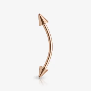 Piercing curvo spike em aço rosé com pontas em formato cônico
