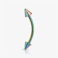 Piercing Curvo Spike com Aço Rainbow – Design Arrojado e Conforto