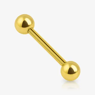 Piercing Barbell Dourado em aço cirúrgico 1.2mm com bolinha, disponível em vários comprimentos