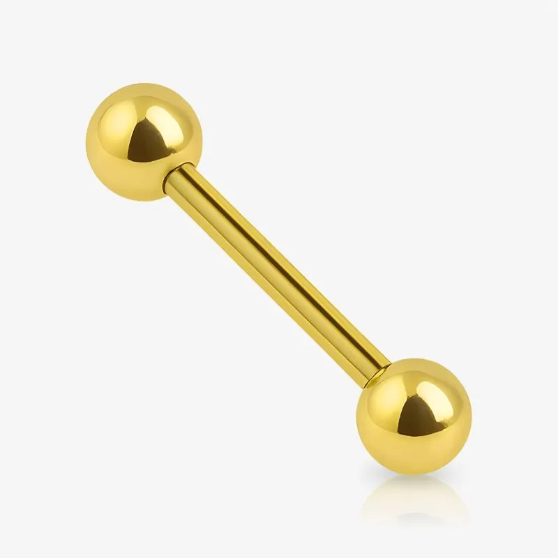 Piercing Barbell Dourado em aço cirúrgico 1.2mm com bolinha, disponível em vários comprimentos