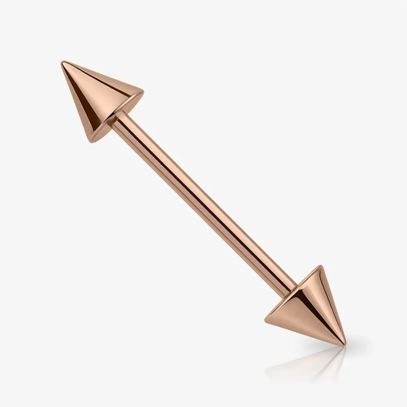 Piercing Barbell Rosê em aço cirúrgico com spike, design moderno e resistente