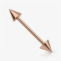 Piercing Barbell Spike rosê de aço cirúrgico com ponteiras spike