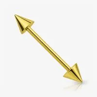 Piercing Barbell Spike em Aço Cirúrgico Dourado Estiloso