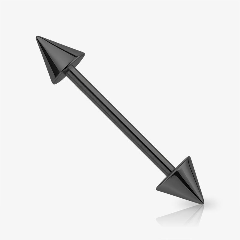 Piercing Barbell Preto Spike em aço cirúrgico com design em formato de spike