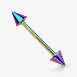 Piercing Barbell Rainbow com spike em aço cirúrgico colorido