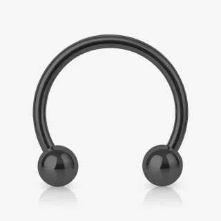 Piercing ferradura preta com bolinhas de aço cirúrgico 316L