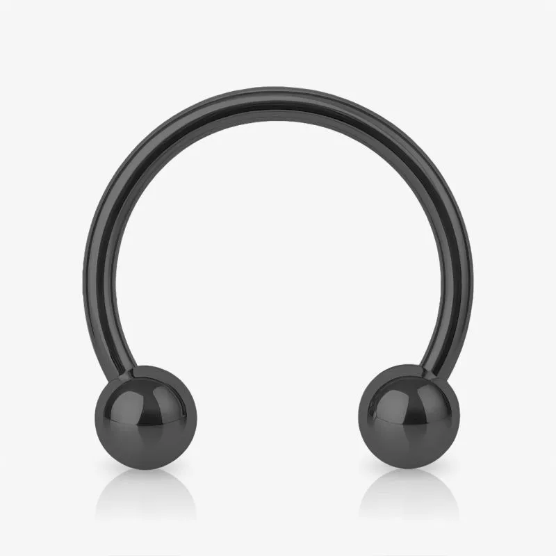 Piercing ferradura preta com bolinhas de aço cirúrgico 316L