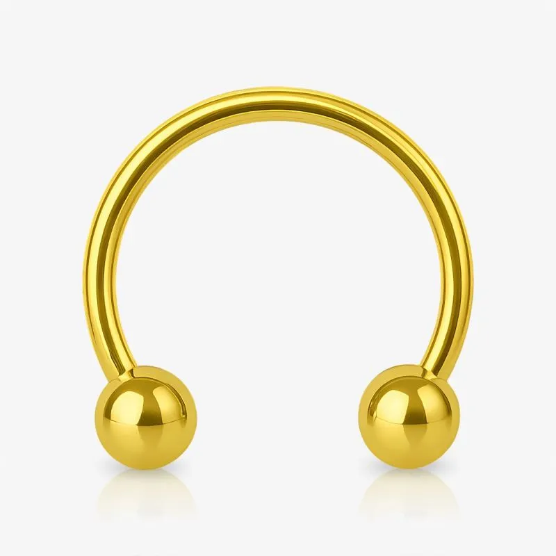 Piercing ferradura dourado com bolinha de aço cirúrgico 316L