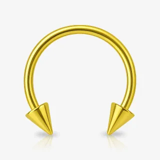 Piercing ferradura dourado com spikes em aço cirúrgico 316L
