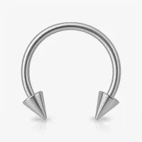 Piercing ferradura prateado com spike em aço resistente