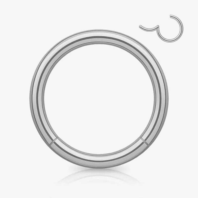 Piercing Argola de Aço prateada com sistema clicker articulado
