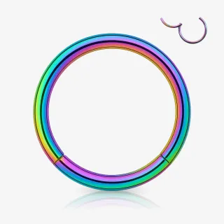Piercing Argola de Aço com acabamento rainbow e fecho clicker
