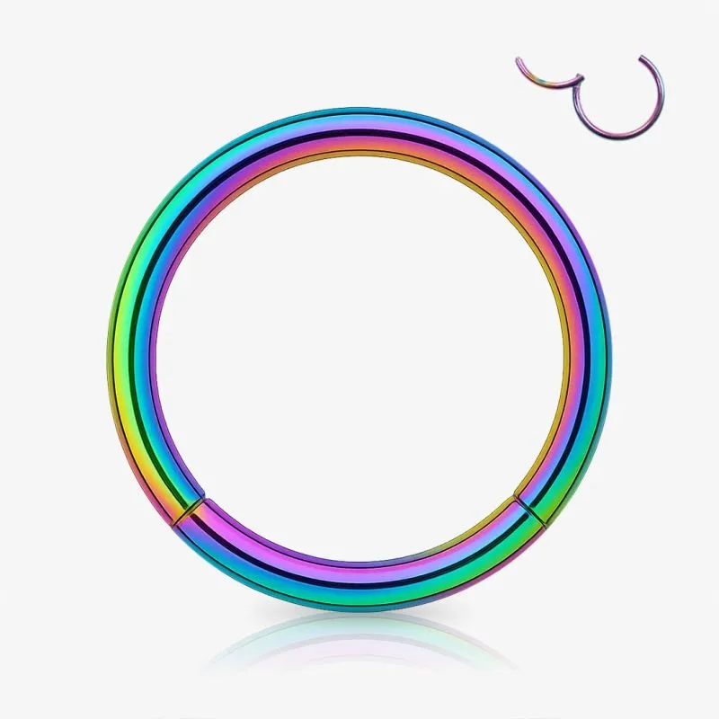 Piercing Argola de Aço com acabamento rainbow e fecho clicker