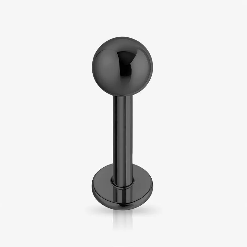 Piercing labret monroe preto bolinha de aço cirúrgico com acabamento fosco