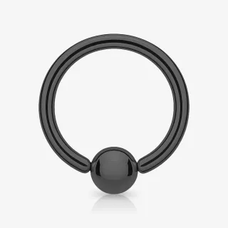Piercing Captive de Aço Cirúrgico Preto em formato de argola com bolinha