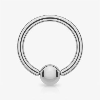 Piercing captive titânio prateado com design circular e esfera central