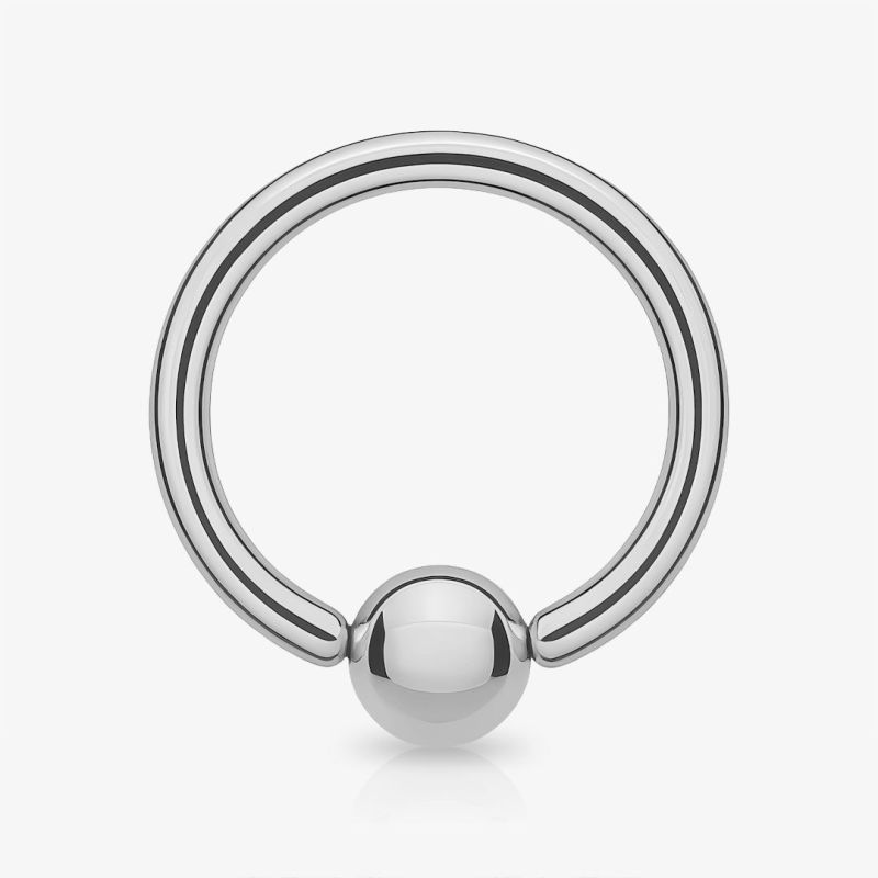 Piercing captive titânio prateado com design circular e esfera central