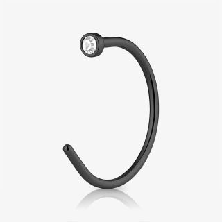 Piercing Nariz Preto Argola com strass em aço cirúrgico antialérgico